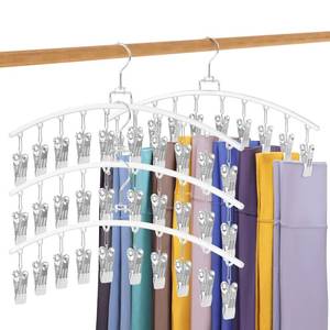 lot 2264 image: 4 Pack Legging Organizer for Closet, Ginyoyo Metal Gym Clothes Organizer w40 Clips Holds 40 Leggings, Hangers Space Saving, Closet Organizers and Storage, Room Organization Essentials, White