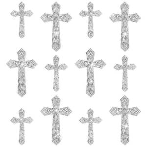lot 2271 image: Frienda 8 Pieces Silver Bling Cross Car Decals Waterproof Rhinestone Stickers with Self-Adhesive Backing for Decor Bumper Window Laptops Luggage Car Interior Exterior Window Motorcycle Helmet