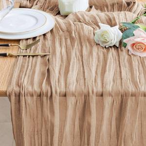 lot 2278 image: Wokceer Cheesecloth Table Runner Nude Brown 10FT Boho Gauze Cheese Cloth Table Runner for Party Long Rustic Sheer Table Runners for Baby Bridal Shower Wedding Easter Table Decor