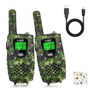 lot 2281 image: E-WOR Walkie Talkies for Kids, 2Pack 4 Miles Long Range Rechargeable Walkie Talkies 22 Channels with Flashlight Adventure Toys for 3 4 5 6 7 8 9 10 11 12 Year Old Boys Girls, Funny Gifts for Christmas