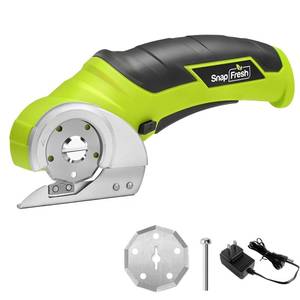 lot 2283 image: SnapFresh Cordless Electric Scissors, 4V Electric Mini Box Cutter, Carpet & Cardboard Cutter Tool with a Replacement BladeCharger, Rotary Cutter for Cardboard Packages Leather Plajstic ��Green��