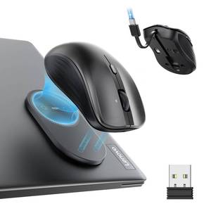 lot 2294 image: ESR MagMouse Snap-to-Carry Bluetooth Mouse, Rechargeable Wireless Mouse for Laptop with Built-in Charging Cable, Reusable Adhesive Holder, BT 5.0  2.4 GHz Connectivity, Silent, Ergonomic, Black