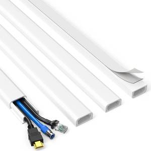 lot 2298 image: Delamu TV Cord Hider, Cord Covers for 2-3 Wires on Wall, Paintable Cable Hider Wire Covers for Cords, Easier Setup Wire Hiders for TV on Wall, Cable Cover Management to Hide Wires, W0.94H0.47in, White