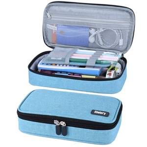 lot 2299 image: Chelory Big Pencil Case Large Capacity Pencil Bag Pouch Portable Pen Pencil Marker Cases Holder Multi Functional High Storage Office Stationery Organizer Supplies Men Women, Light Blue