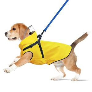 lot 2300 image: Dog Raincoat Dog Rain Jacket with Reflective Harness & Removable Hood  Waterproof Dogs Rain Coat Poncho for Large Medium Small Dogs Puppies (Red - M)