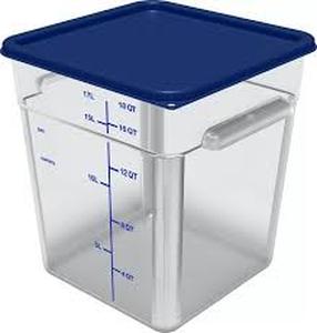 lot 6446 image: Square Food Storage Container with Blue Lid 4 qt
