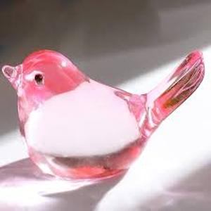 lot 11711 image: Hand-Blown Glass Bird Figurine with Pink and White Details