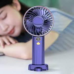 lot 20275 image: LED Digital Display Handheld Fan in Blue