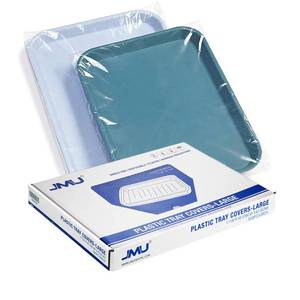 lot 1353 image: JMU 500pcs Dental Tray Covers, 11.6 x 16, Disposable Plastic Tray Sleeves Fit for Size E Trays