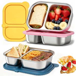 lot 1357 image: ACJRYO 3 Pack Stainless Steel Snack Container, Reusable Lunch Box for Kids & Adults, Leak Proof Food Storage Containers with Lid, Ideal for Office, School, Travel & Meal Prep