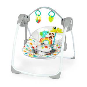 lot 1366 image: Bright Starts Playful Paradise Portable Compact Baby Swing - Unisex - Green