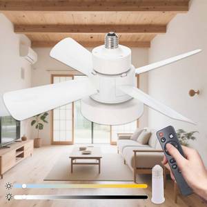 lot 1368 image: Yaoten Socket Fan Light with Remote, Dimmable LED Ceiling Fan (3000K-6500K), 3 Speed Choices, E26 Base Mini Fan Light for Bedroom, Kitchen, Garage
