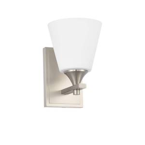 lot 1369 image: Brushed Nickel Wall Sconce Light, American Sconces Wall Lighting, Traditional 1 Light Bathroom Vanity Lighting with Opal Glass Shade, Wall Light for Bedroom Bathroom Living Room Entryway Hallway