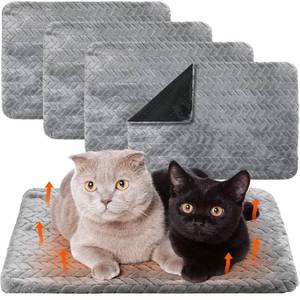 lot 1372 image: Drydiet 4 Pack Self Warming Cat Bed Mat Self Heating Pad for Dog Extra Warm Winter Pet Pad Washable Thermal Pads Mats for Pets Indoor Outdoor(Gray,20 x 28 Inch)