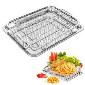 lot 1374 image: Air Fryer Basket for Oven, 15 x 11 Air Fryer Basket & Tray for Oven, Stainless Steel Baking Tray with 50 PCS Parchment Paper, Crisper Tray for Convection Oven