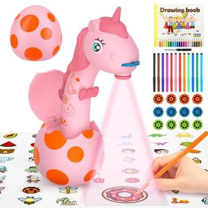 lot 1376 image: Drawing Projector for Kids Unicorn Toys for Girls Aged 3,Art and Craft Kit, Art Sketch Projector Drawing and Tracing Include 96 Stencils and 12 Markers, Projector for Learn to Draw Toy for Girls 3