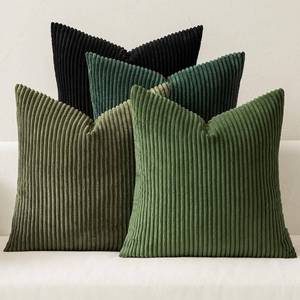lot 1420 image: MIULEE Boho Farmhouse Throw Pillow Covers 18x18 Inch Set of 4 Mordern Neutral Green Cushion Covers Soft Corduroy Nordic Home Decor for Spring Couch Bed Sofa Living Room Green-Black