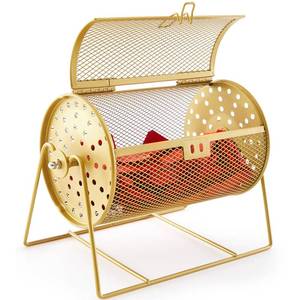 lot 1430 image: Teenyyou 7.09 x 4.72 Small Raffle Drum Upgraded Ticket Spinner Holds 600 Tickets Raffle Wheel Spinner with Stand Drum Cage for Games Events(Gold)