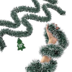 lot 1442 image: 150Ft Christmas Garland - Xmas Tree Decorations, Christmas Tinsel Decorations for Indoor&Outdoor Home Decor, Christmas Metallic Twist Garland Ceiling Hanging Decorations for New Year(Green)