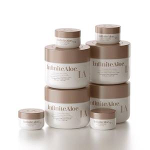 lot 2042 image: InfiniteAloe Complete Skin Care, Aloe Vera Powered Face and Body Cream for Dry Skin Relief, Fragrance Free - 4 Large Jar 8 oz & 4 Travel Jar 0.5 oz
