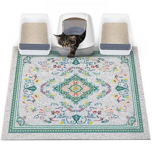lot 2052 image: Glittme Cat Litter Mat with Non-Slip Bottom Litter Box Mat 40X30 Litter Trapping Mat Easy to Clean Washable Cat Food Mat for Kitty,XL