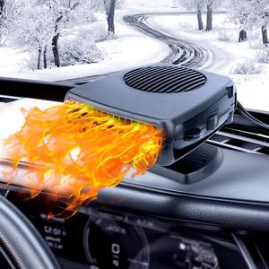 lot 2059 image: Car Heater,200W 12V Portable Fast Heating Auto Car Heater Defroster Windshield Defogger Automobile Windscreen Heater Plug in Cigarette Lighter 360 Degree Rotary (Black)