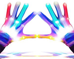 lot 2075 image: GLEDLOVES LED Finger Gloves - Light Up Gloves with 5 Color6 Mode for Teen & Adult Gifts - Perfect for Halloween & Christmas Party (1 PairL)