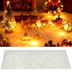 lot 2079 image: A 1 Pc Christmas Snow Blanket with LED Lights 47.2 x 8.7 inch Artificial Snow Table Runner Mantel Scarf Light Up with LED Ropes Table Decor for Christmas Village Decorations