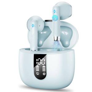 lot 2091 image: Wireless Earbuds, 2024 Bluetooth Headphones V5.4 Ear Buds Built-in ENC Noise Cancelling Mics, 40H Stereo Bass Bluetooth Earbuds with Dual LED Display, IP7 Waterproof Earphones for Android iOS, Green
