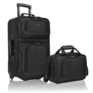 lot 3781 image: U.S. Traveler Rio 2pc Expandable Softside Carry On Luggage Set - Black