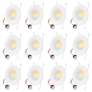lot 3797 image: 12 Pack 56 Inch 5CCT LED Recessed Lighting, Dimmable Can Lights with Baffle Trim, 2700K3000K4000K5000K6500K Selectable, 12.5W100W, 950LM Downlight, Wet Rated, Retrofit Installation, ETL & FCC