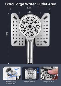 lot 3798 image: Shower Head with Handheld High Pressure, (ChromeGray)