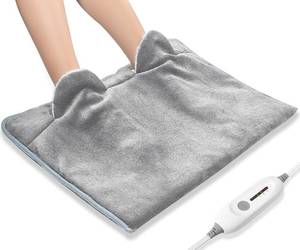 lot 3799 image: Electric Heated Foot Warmer Soft Flannel Foot Heater with 2h Auto Off & 3 Heat Levels Full Body Use Heating Pad for Feet, Abdomen, Cramps, Pain Relief Pocket Design 16 x 22 Grey