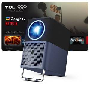 lot 3804 image: TCL A1s Smart Projector 4K Support, Google TV & Netflix Officially Licensed, WIFI and Bluetooth, Auto Focus Keystone, Native 1080p, 16W Dolby Audio, Movie Projector for Home Theater with Portable Case