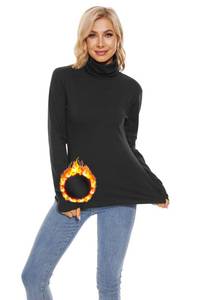 lot 4457 image: TAIPOVE Undershirt for Women Black Mock Neck Top Black Turtleneck for Women Fleece Pullover Thermal Top Lightweight Slim Fit Medium