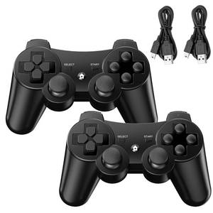lot 4460 image: Diswoe Controllers for PS-3, Wireless PS-3 Controller 2 Pack, Bluetooth Gamepad Joystick, Double Vibrating Controller for Play_station 3 with 2 USB Charging Cables Thump Grips, Black