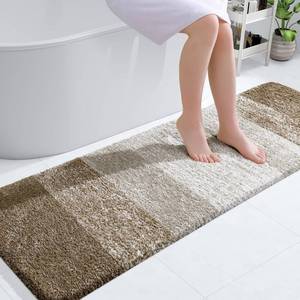 lot 4468 image: OLANLY Bathroom Runner Rugs 59x20, Extra Soft Absorbent Microfiber Bath Rugs, Rubber Backing, Quick Dry, Machine Washable Bath Mats for Bathroom Floor, Tub and Shower, Home Decor Accessories, Coffee