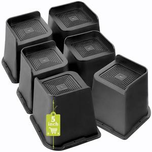 lot 5633 image: Bed Risers 1 inch, 2 inch, 3 inch, 4 inch, 5 inch, 6 inch, 8 inch Heavy Duty, Oversized Furniture Riser for Couch Sofa Table Chair Leg Frame Dorm, Support up to 6000 Lbs (Black 6 Pack, 5 inch)
