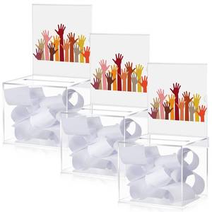 lot 5641 image: Bucherry 3 Pcs Acrylic Donation Box with Slot, 6 x 5 x 5 Inches Clear Ballot Suggestion Raffle Ticket Box with Sign for Fundraising, Raffle, Collecting, Donating, Voting