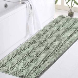 lot 5643 image: Turquoize Sage Green Bathroom Rugs Runner Extra Long 47 x 17 Large Bath Mat Plush Shaggy Chenille Bathroom Rug Non-Slip Bath Rug Runner Extra Soft & Absorbent Thick Floor Mats, Machine Washable, Sage two pack