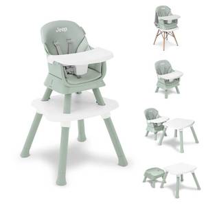 lot 5650 image: Jeep Milestone 6-in-1 High Chair by Delta Children - Sage Green Adjustable, Converts to Booster, Reclining Seat