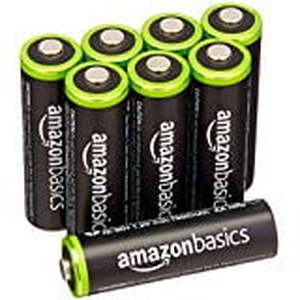 lot 6159 image: Amazon Basics 8-Pack AA Rechargeable Batteries, Recharge up to 1000x, Standard Capacity 2000 mAh, Pre-Charged (B00CWNMV4G)
