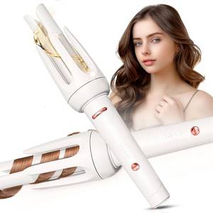 lot 6173 image: Auto Hair Curler, Automatic Curling Iron with 4 Temperature & 3 Timer, Automatic Shut-Off, Anti-Scald, Anti-Tangle Rotating Curling Wand for Hair Styling, White