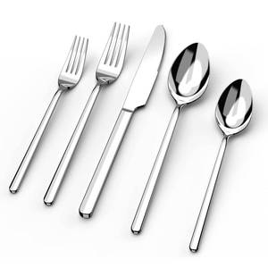 lot 6177 image: KINGSTONE 40 Piece Silverware Set, Flatware Set for 8, 1810 Stainless Steel Cutlery Set Mirror Polished Modern Design Dishwasher Safe