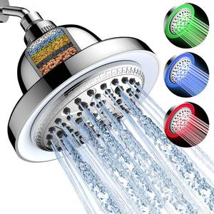 lot 6196 image: FEELSO Filtered Shower Head with LED Color Changing, 7 Modes High Pressure Rain Shower Head with Filters, Water Softener Showerhead for Hard Water Remove Chlorine, Reduces Dry Itchy Skin & Hair