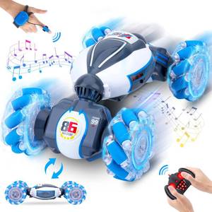 lot 6204 image: Fosgoit Gesture Sensing RC Stunt Car, Toys for Boys Girls 6-12 Year Old 4WD Remote Control Car 360° Rotate Transform Off-Road Drift RC Toy with Lights Music, 2.4Ghz Hand Control Birthday Xmas Gifts