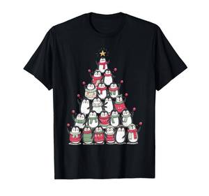 lot 6214 image: Gildan size 1X color Gray Xmas Holiday Matching Family Christmas Tree Penguin T-Shirt