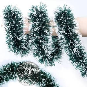 lot 6220 image: 50FT Green White Christmas Tinsel Garland, Metallic Twist Xmas Garland for Christmas Tree Decorations, Holiday Hanging Garlands for Mantel Staircase Fireplace Indoor Outdoor Home Party Decor