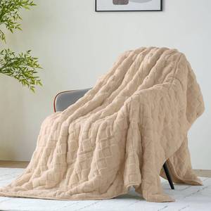 lot 6230 image: Uttermara Weighted Blankets for Adults Full Size, 15lbs 60x80 inches Blanket with Soft Warm Plush Jacquard Sherpa, Washable Thick Heavy Throw for Sleep, Anxiety and Calming, Khaki
