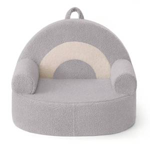 lot 6249 image: Blissful Diary Toddler Chair, Snuggly Soft Kids Sofa Chair, Supportive Toddler Couch for Boys and Girls, Kids Furniture for Baby Gift, Light Gray Rainbow